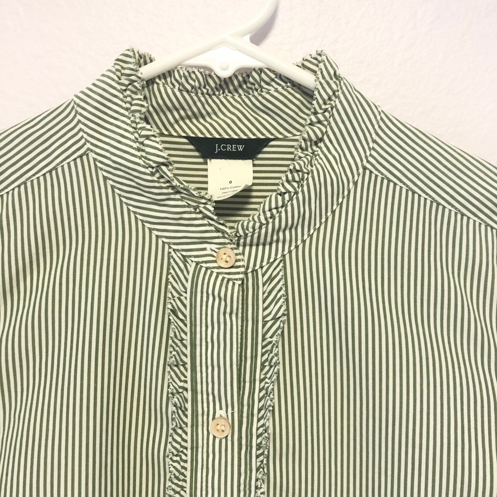 J.Crew Ruffled Button-up Shirt in Stripe - Picture 2 of 4